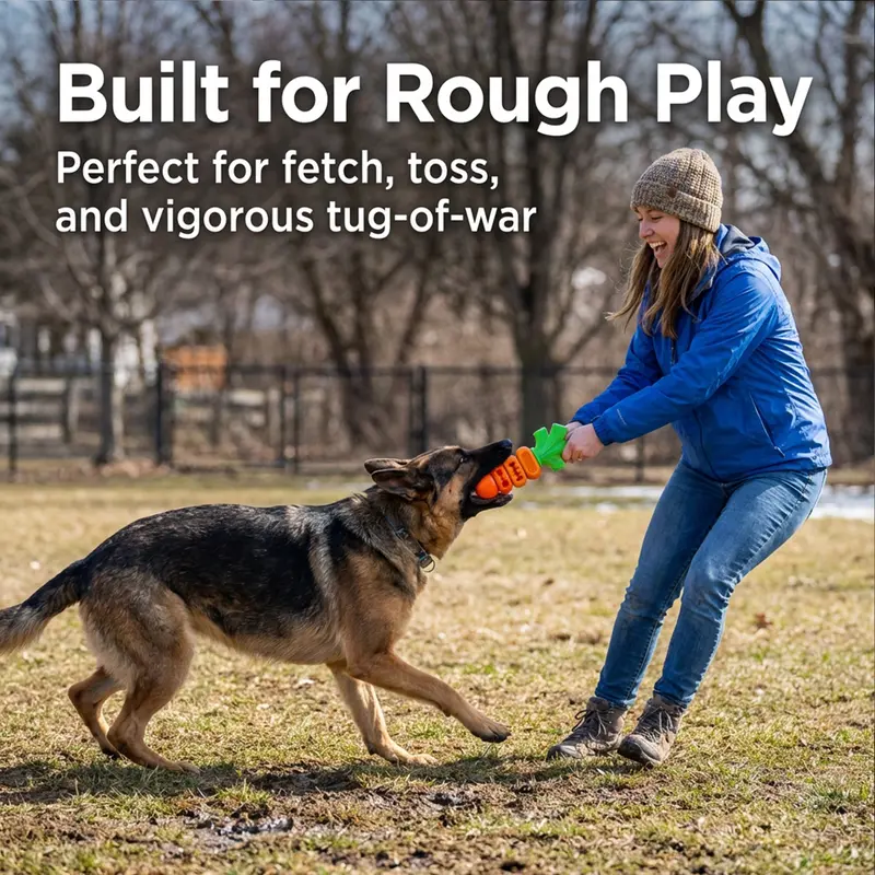 Carrot-Shaped Tough Chew Toy for Powerful Chewers