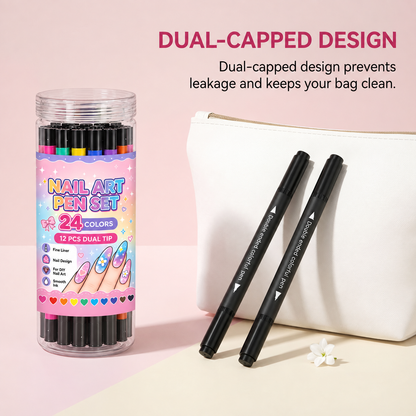 🌸Last Day Buy 2 Get 1 Free🌈24 Colors Dual Ended Nail Art Pens Set