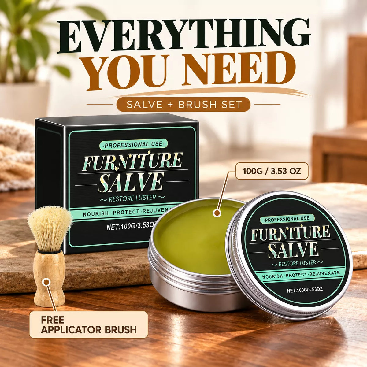 Leather & Furniture Repair Salve + FREE Applicator Brush